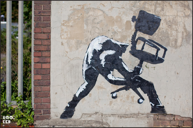 Banksy Stencil South London - Smashing Chair / Clash